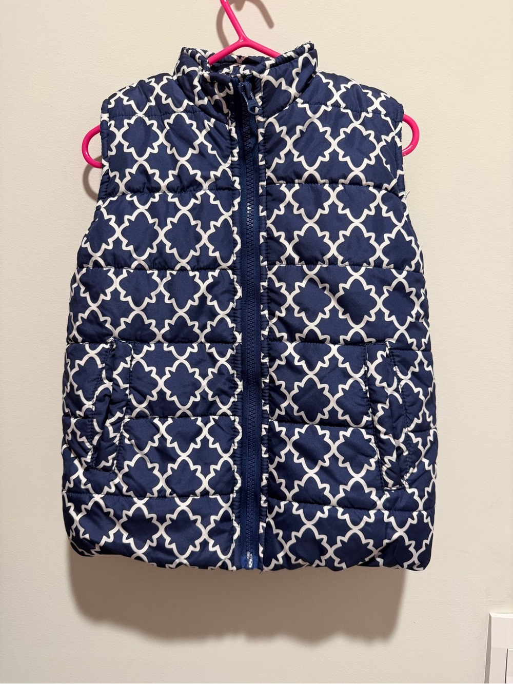crown & ivy Kids Navy Vest with White Trellis Pattern